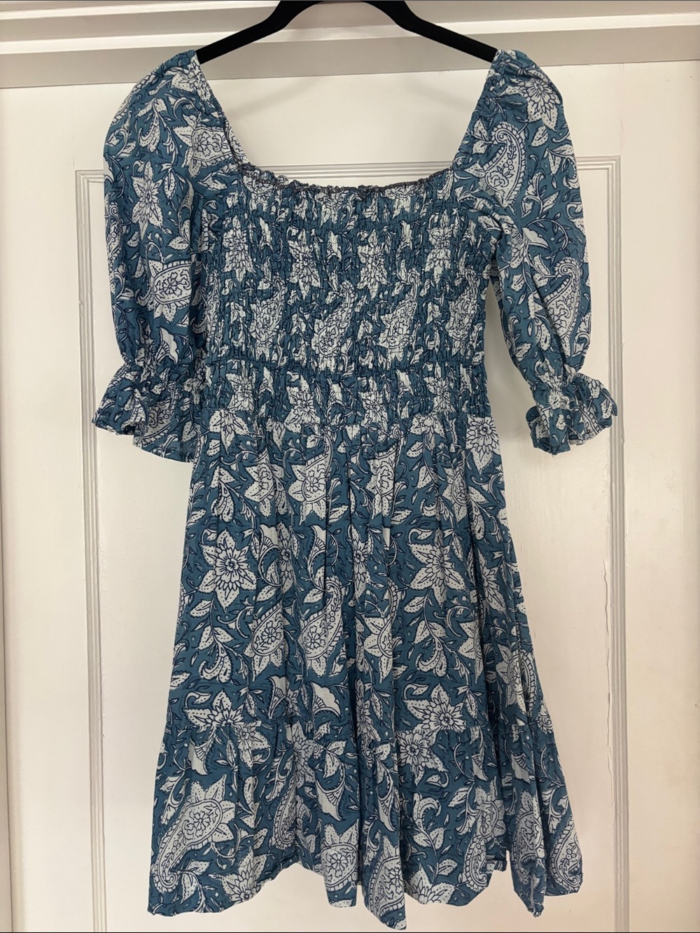 Perry Walker Collective Blue Floral Smocked Midi Dress, One size fits most